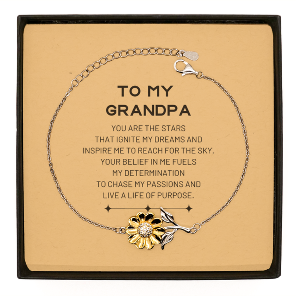 Grandpa Sunflower Bracelet - You are the stars that ignite my dreams | Birthday Gift