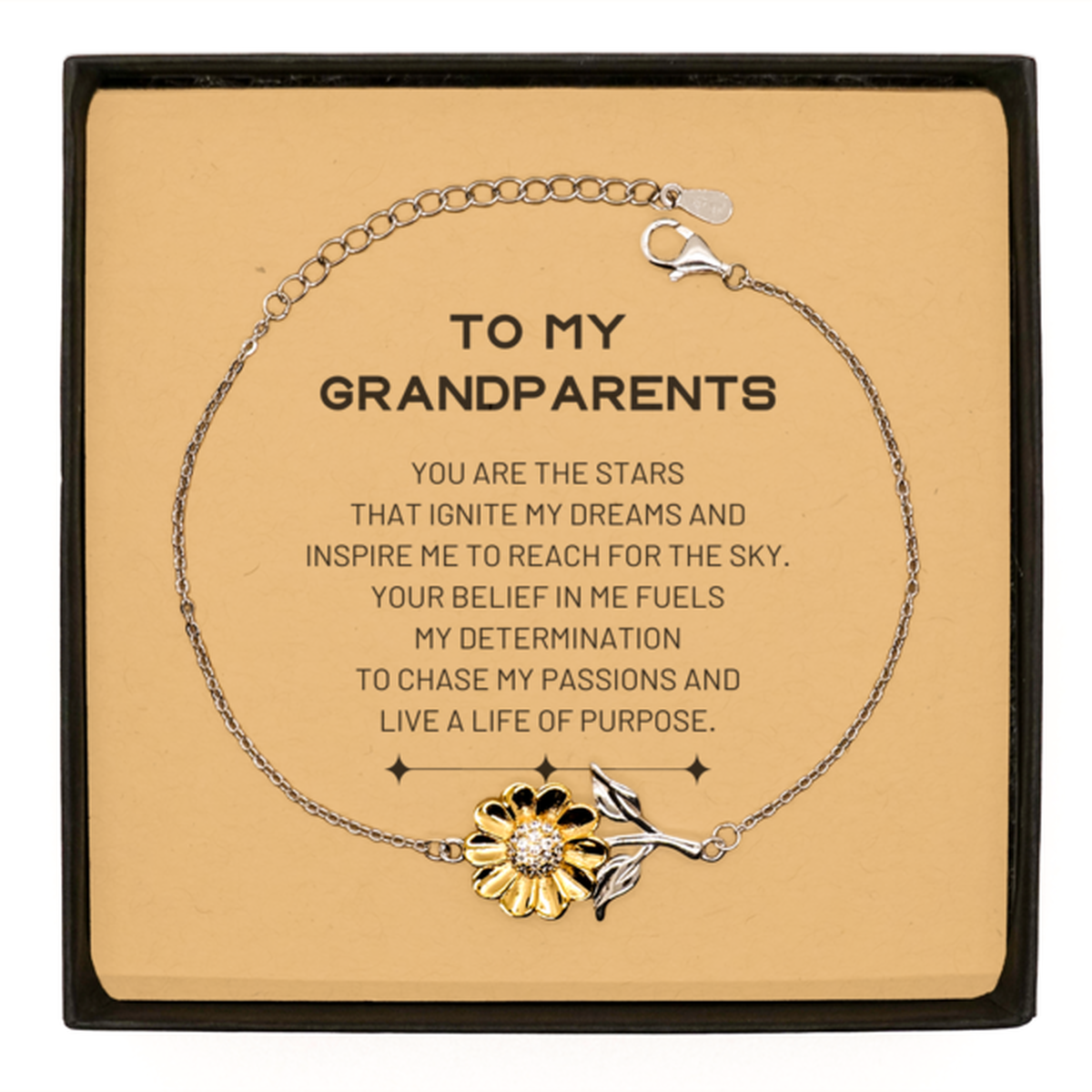 Grandparents Sunflower Bracelet - You are the stars that ignite my dreams | Birthday Gift
