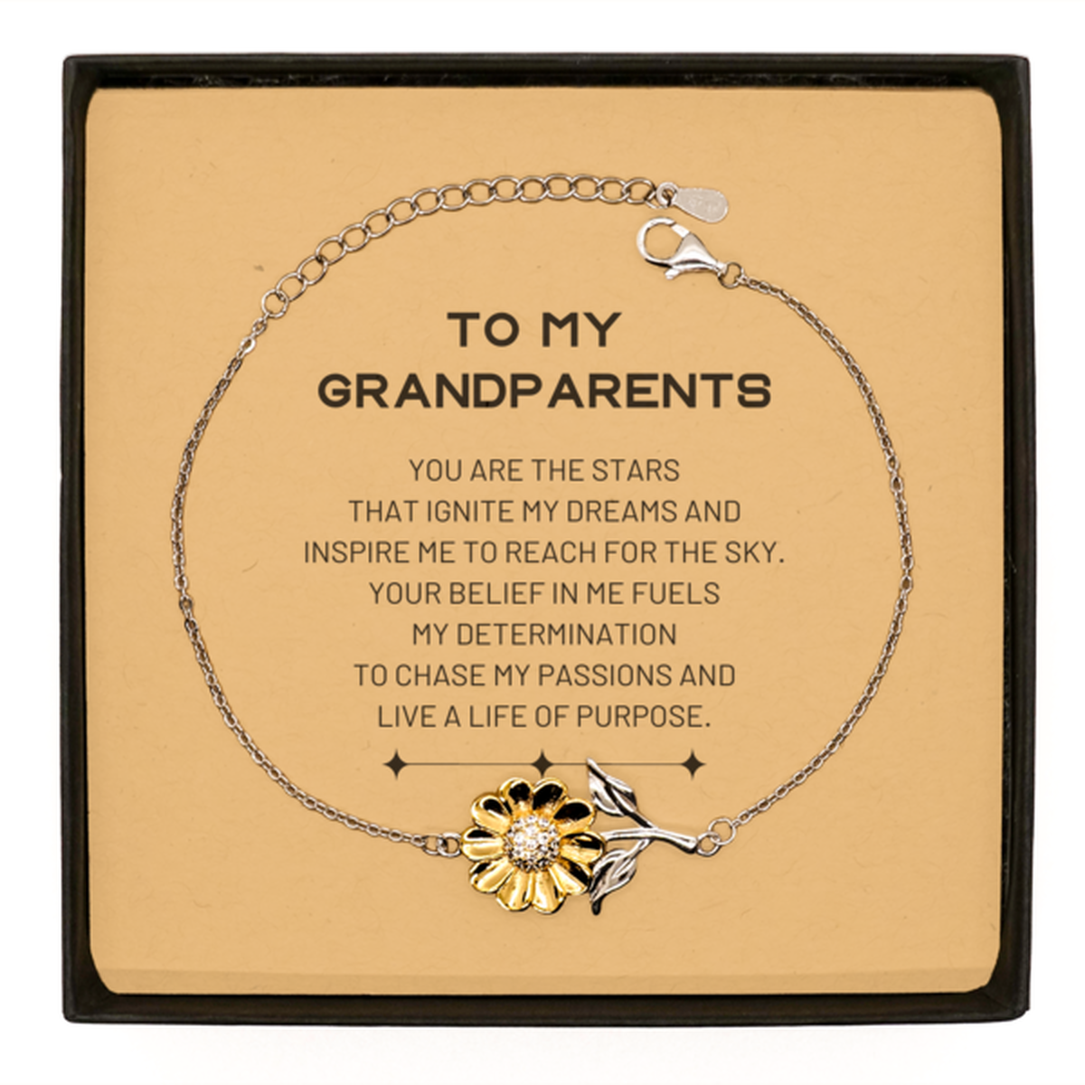 To My Grandparents Sunflower Bracelet, You are the stars that ignite my dreams and inspire me to reach for the sky, Birthday Unique Gifts For Grandparents, Thank You Gifts For Grandparents