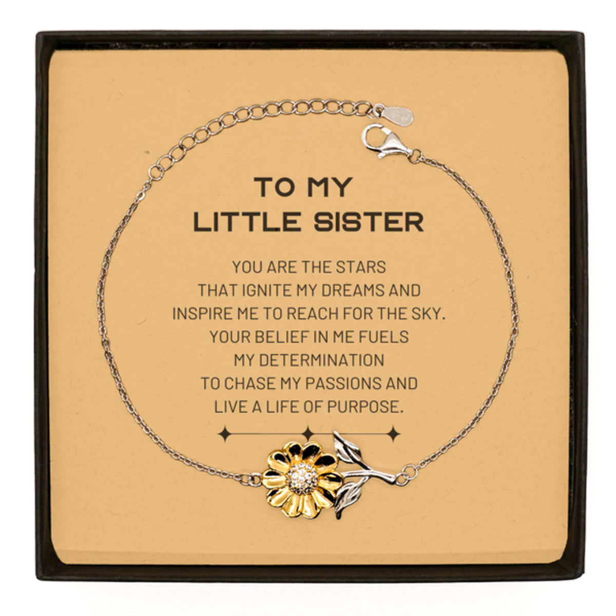 Little Sister Sunflower Bracelet - You are the stars that ignite my dreams | Birthday Gift