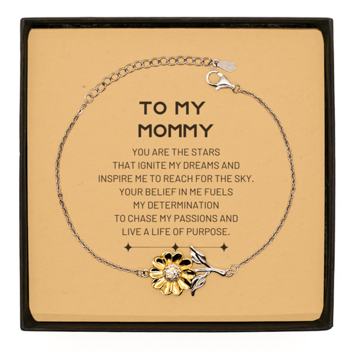 To My Mommy Sunflower Bracelet, You are the stars that ignite my dreams and inspire me to reach for the sky, Birthday Unique Gifts For Mommy, Thank You Gifts For Mommy