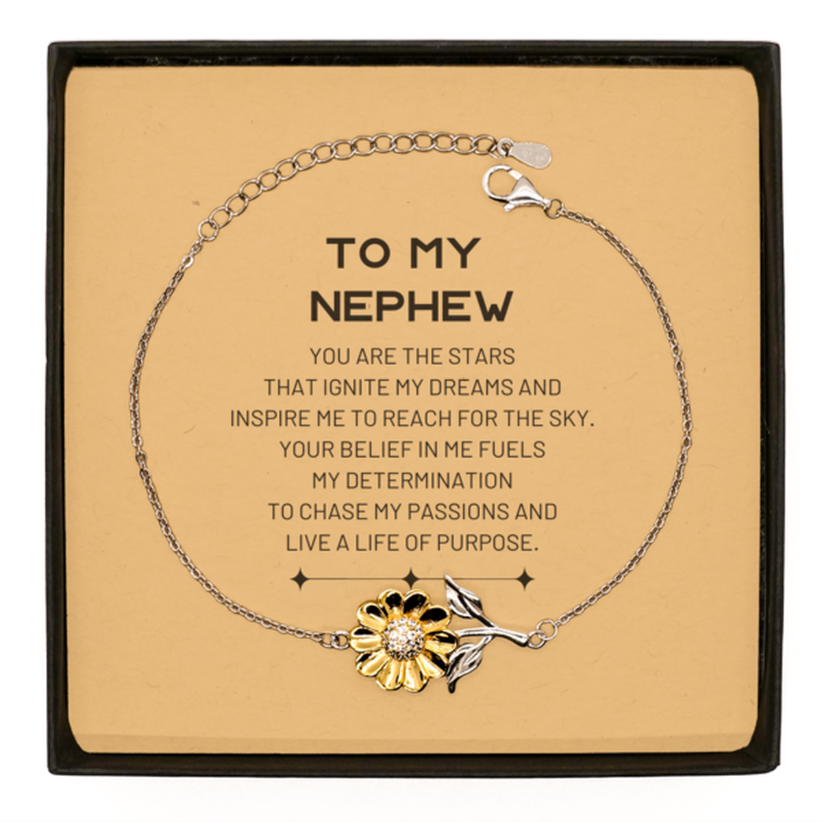 Nephew Sunflower Bracelet - You are the stars that ignite my dreams | Birthday Gift