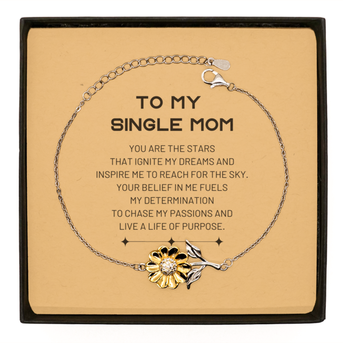 Single Mom Sunflower Bracelet - You are the stars that ignite my dreams | Birthday Gift