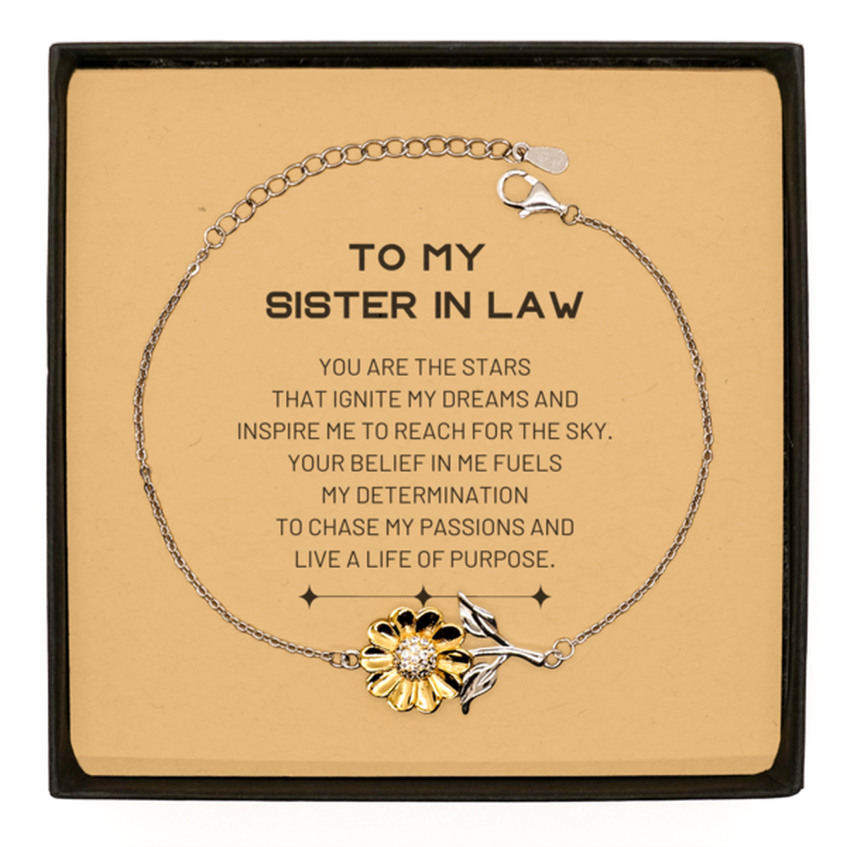 Sister In Law Sunflower Bracelet - You are the stars that ignite my dreams | Birthday Gift