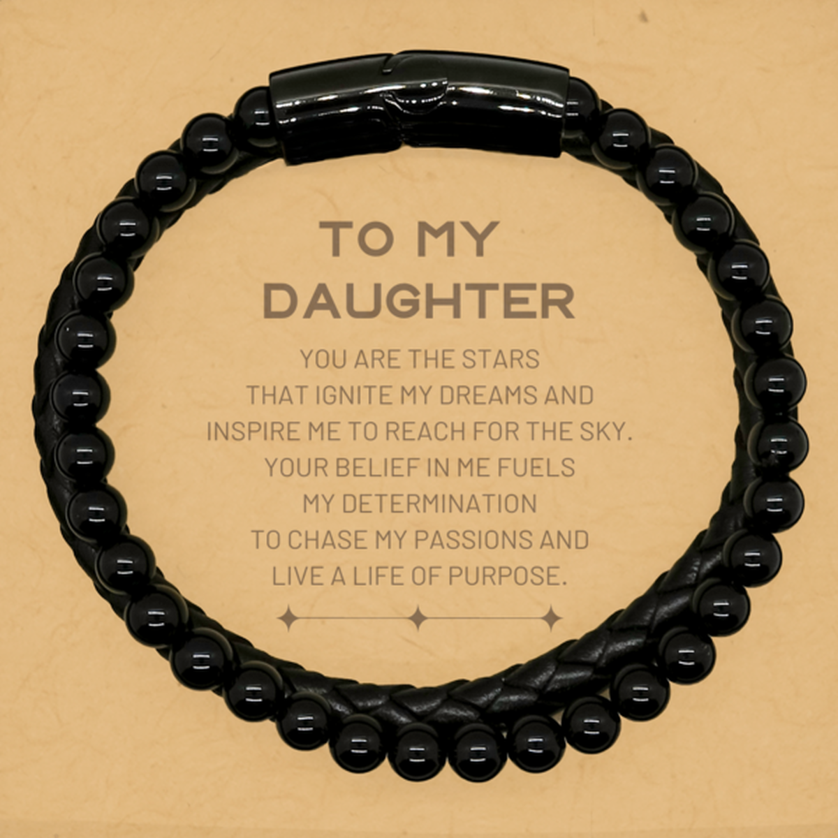 Daughter Stone Leather Bracelet - You are the stars that ignite my dreams | Birthday Gift