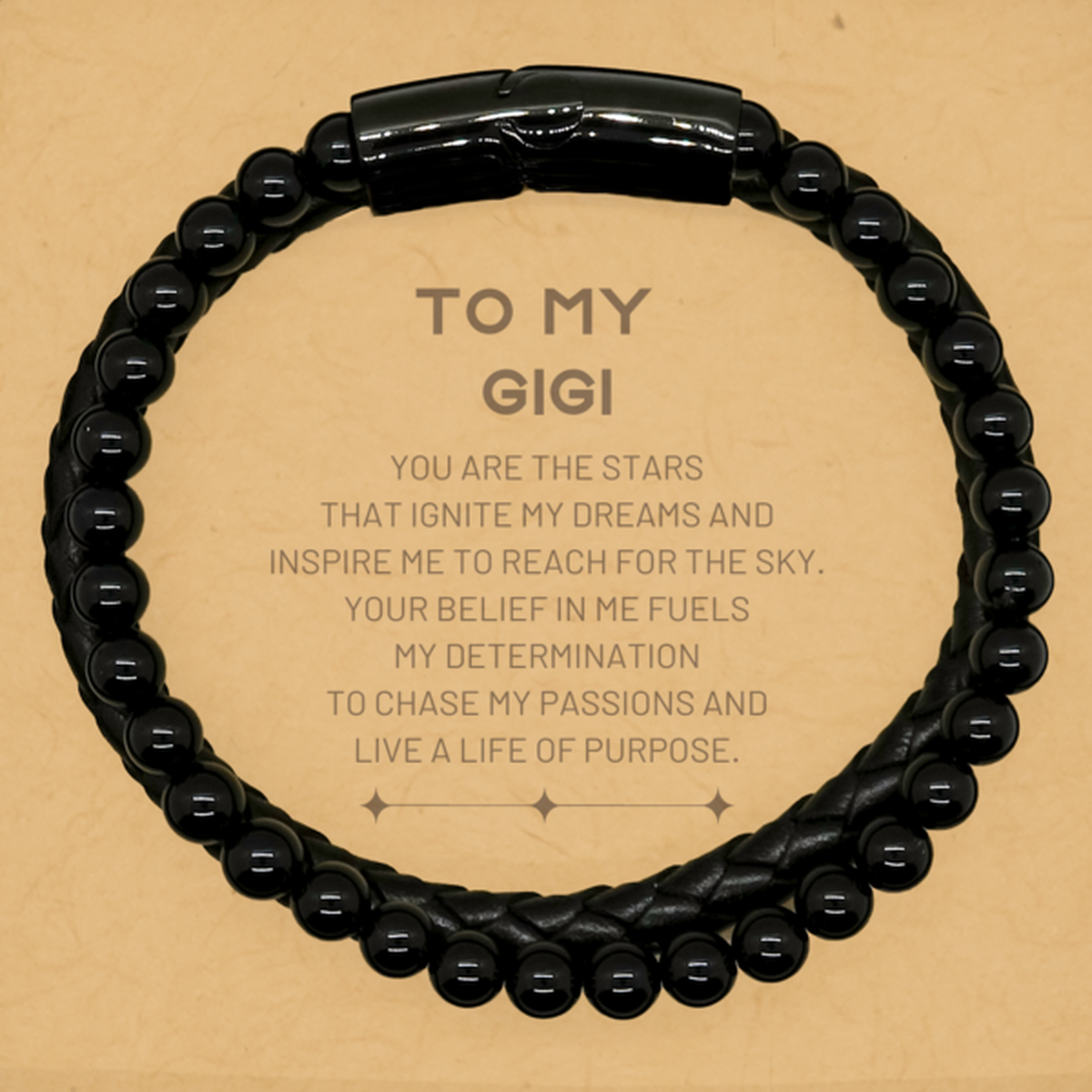 To My Gigi Stone Leather Bracelets, You are the stars that ignite my dreams and inspire me to reach for the sky, Birthday Unique Gifts For Gigi, Thank You Gifts For Gigi