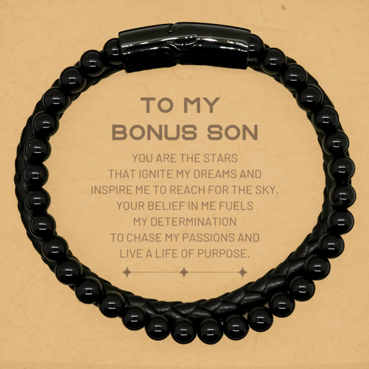 Bonus Son Stone Leather Bracelet - You are the stars that ignite my dreams | Birthday Gift