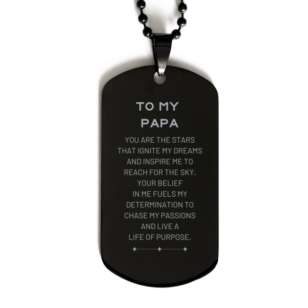 To My Papa Black Dog Tag, You are the stars that ignite my dreams and inspire me to reach for the sky, Birthday Unique Gifts For Papa, Thank You Gifts For Papa