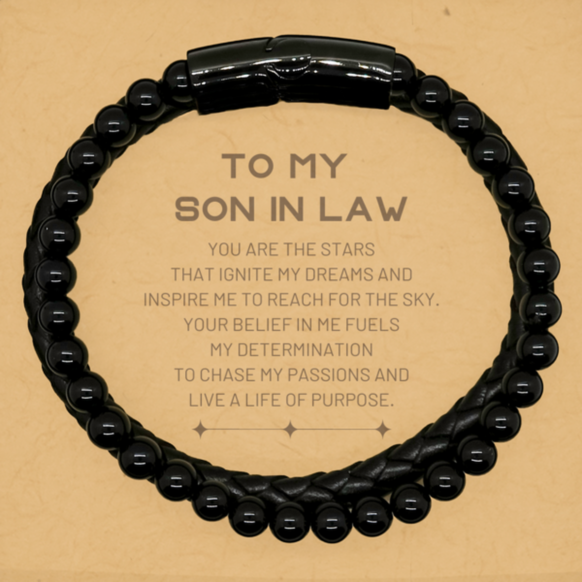 To My Son In Law Stone Leather Bracelets, You are the stars that ignite my dreams and inspire me to reach for the sky, Birthday Unique Gifts For Son In Law, Thank You Gifts For Son In Law