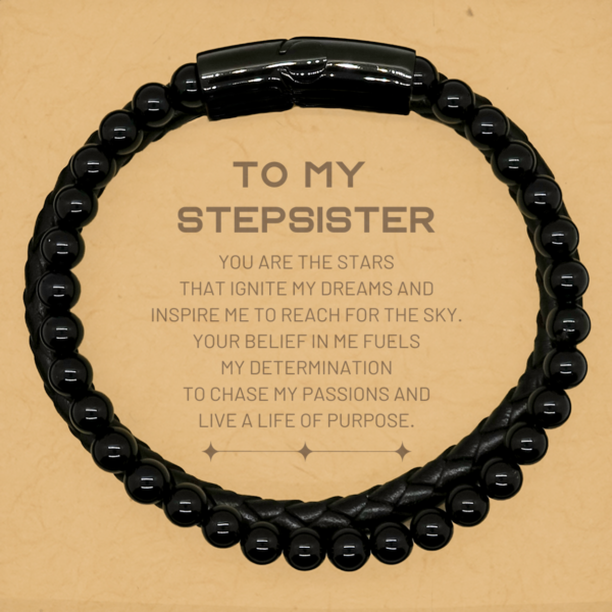 Stepsister Stone Leather Bracelet - You are the stars that ignite my dreams | Birthday Gift