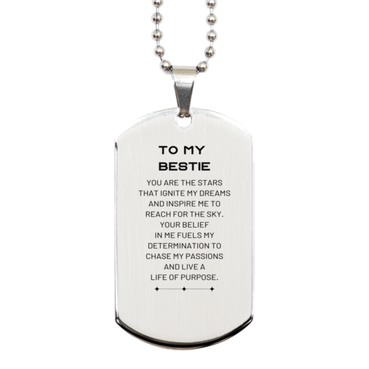 Bestie Silver Dog Tag Necklace - You are the stars that ignite my dreams | Birthday Gift