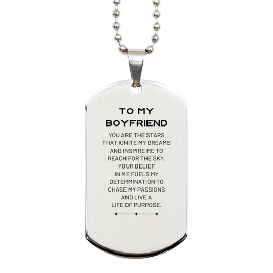 Boyfriend Silver Dog Tag Necklace - You are the stars that ignite my dreams | Birthday Gift