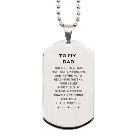 Dad Silver Dog Tag Necklace - You are the stars that ignite my dreams | Birthday Gift