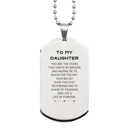 Daughter Silver Dog Tag Necklace - You are the stars that ignite my dreams | Birthday Gift