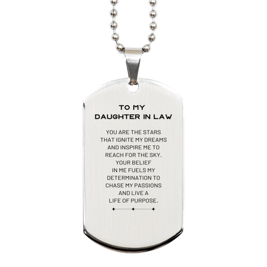 Daughter In Law Silver Dog Tag Necklace - Ignite My Dreams | Birthday Gift