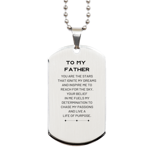 Dad Silver Dog Tag Necklace - You are the stars that ignite my dreams | Birthday Gift