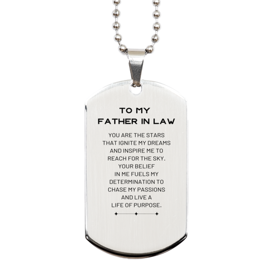 Father In Law Silver Dog Tag Necklace - Ignite My Dreams | Birthday Gift