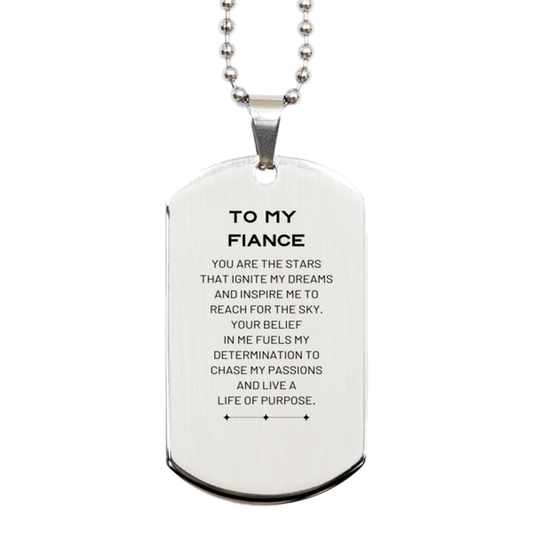 Fiance Silver Dog Tag Necklace - You Are the Stars | Birthday Gift