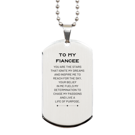 Fiancee Silver Dog Tag Necklace - You are the stars that ignite my dreams | Birthday Gift