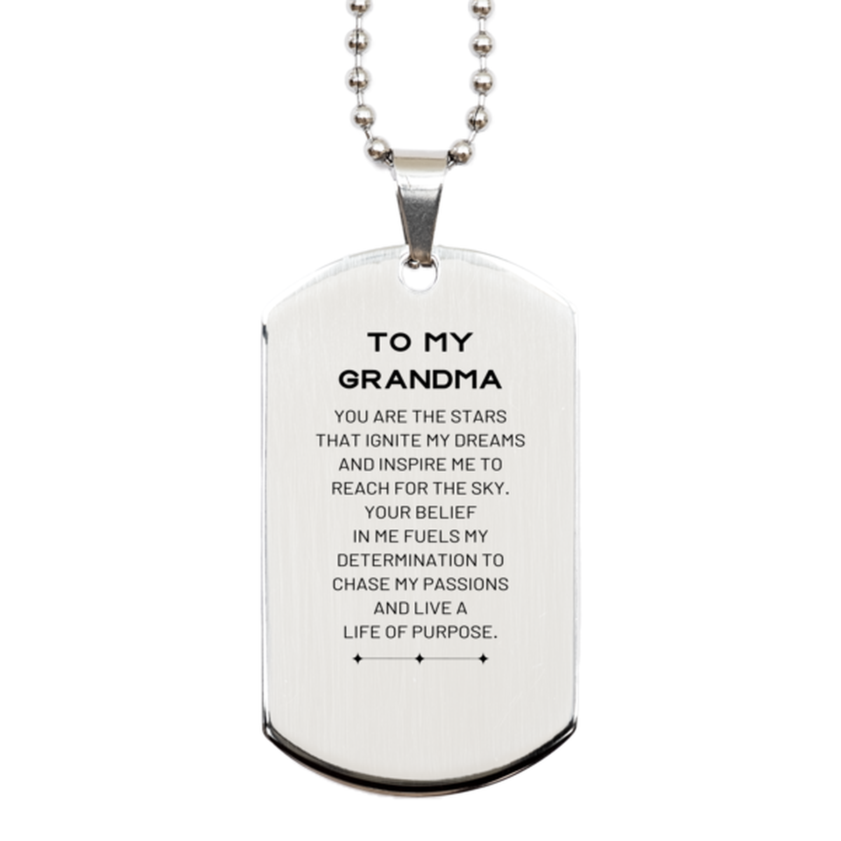 To My Grandma Silver Dog Tag, You are the stars that ignite my dreams and inspire me to reach for the sky, Birthday Unique Gifts For Grandma, Thank You Gifts For Grandma