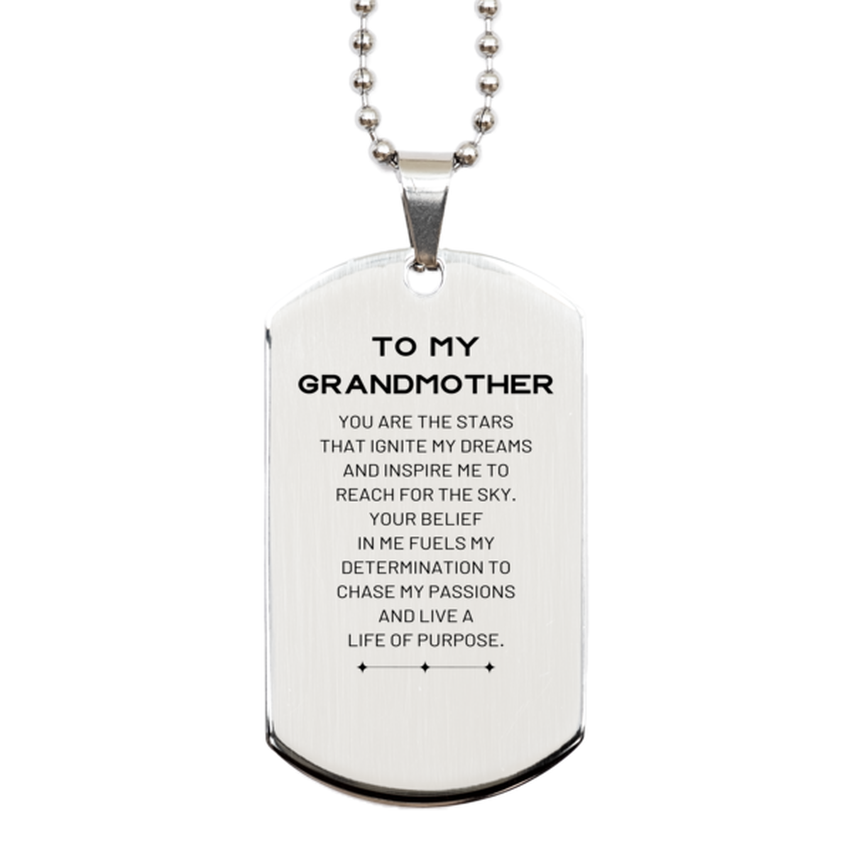 To My Grandmother Silver Dog Tag, You are the stars that ignite my dreams and inspire me to reach for the sky, Birthday Unique Gifts For Grandmother, Thank You Gifts For Grandmother