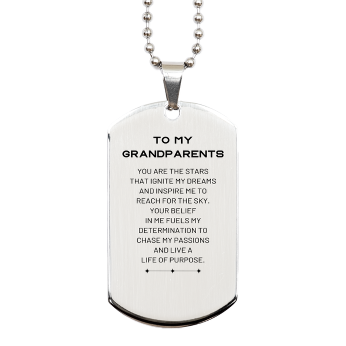 To My Grandparents Silver Dog Tag, You are the stars that ignite my dreams and inspire me to reach for the sky, Birthday Unique Gifts For Grandparents, Thank You Gifts For Grandparents