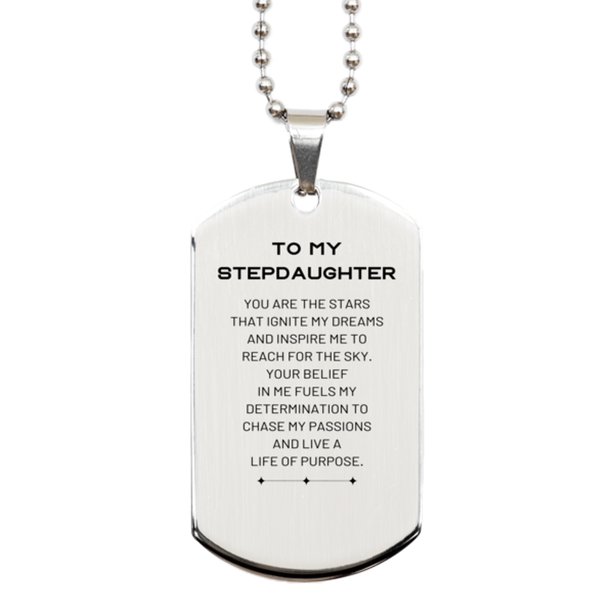 To My Stepdaughter Silver Dog Tag, You are the stars that ignite my dreams and inspire me to reach for the sky, Birthday Unique Gifts For Stepdaughter, Thank You Gifts For Stepdaughter