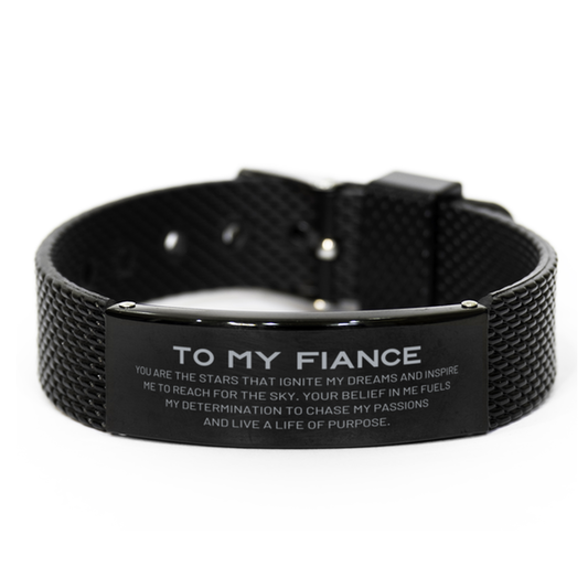 Fiance Black Shark Mesh Bracelet - You are the stars that ignite my dreams | Anniversary Gift