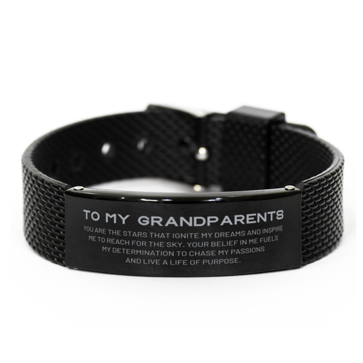 Grandparents Black Shark Mesh Bracelet - You are the stars that ignite my dreams | Birthday Gift