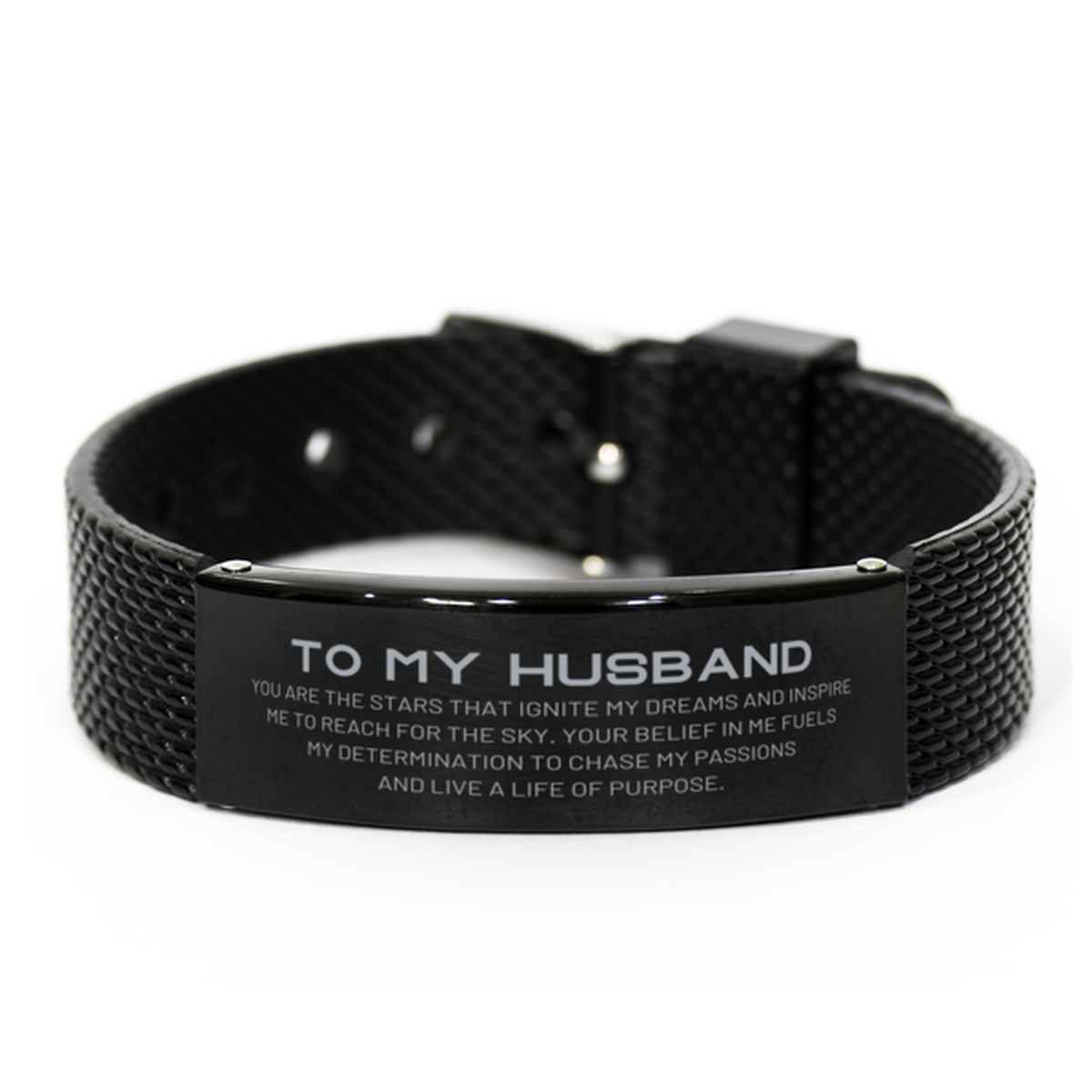 Husband Black Shark Mesh Bracelet - You are the stars that ignite my dreams | Birthday Gift
