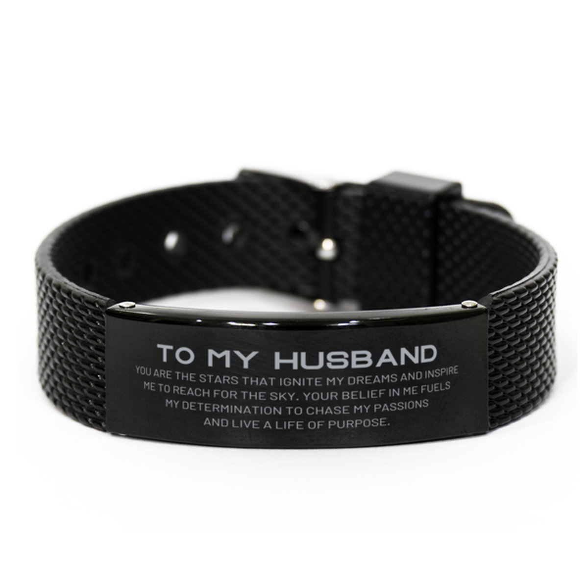 To My Husband Black Shark Mesh Bracelet, You are the stars that ignite my dreams and inspire me to reach for the sky, Birthday Unique Gifts For Husband, Thank You Gifts For Husband
