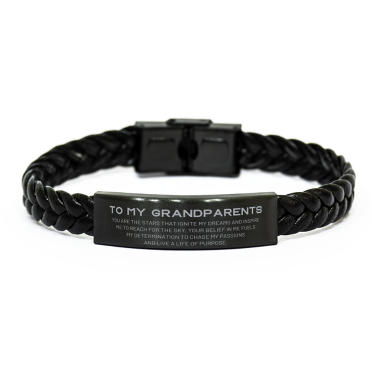 To My Grandparents Braided Leather Bracelet, You are the stars that ignite my dreams and inspire me to reach for the sky, Birthday Unique Gifts For Grandparents, Thank You Gifts For Grandparents