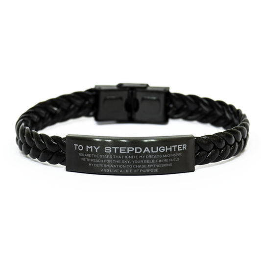 Stepdaughter Braided Leather Bracelet - You are the stars that ignite my dreams | Birthday Gift