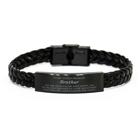 Brother Braided Leather Bracelet - To My Extraordinary Brother | Birthday and Christmas Gift