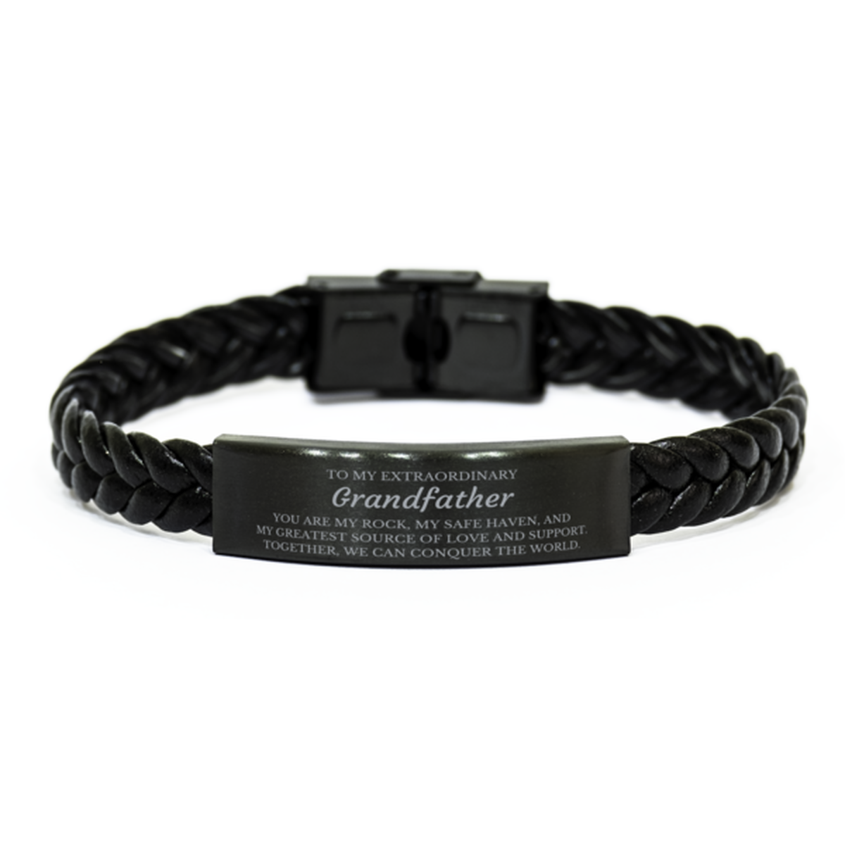 Grandfather Braided Leather Bracelet - Together, We Can Conquer the World | Birthday Gift