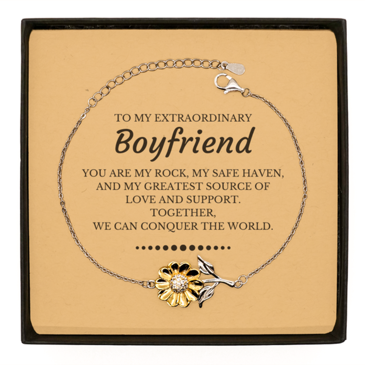 Boyfriend Sunflower Bracelet - Together We Can Conquer the World | Birthday Gift