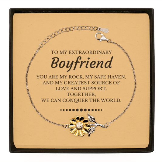 Boyfriend Sunflower Bracelet - Together We Can Conquer the World | Birthday Gift