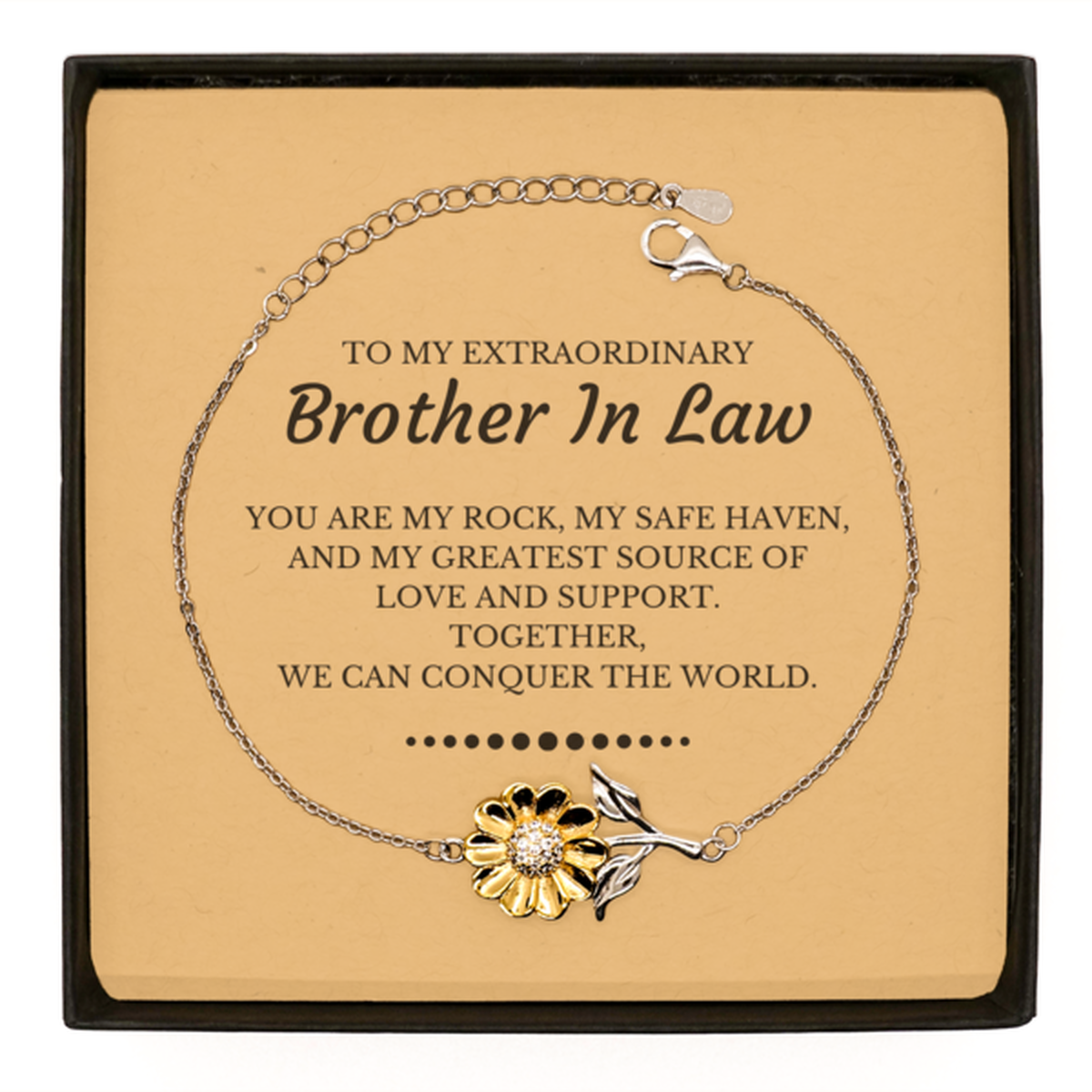 Brother In Law Sunflower Bracelet - Together, We Can Conquer the World | Birthday Gift
