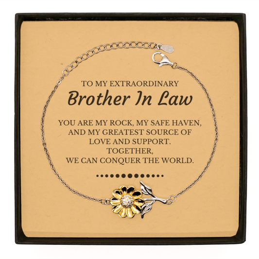 Brother In Law Sunflower Bracelet - Together, We Can Conquer the World | Birthday Gift
