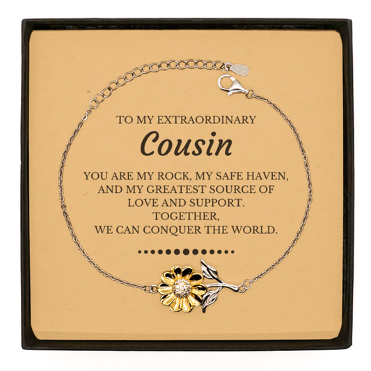 Cousin Sunflower Bracelet - Together, We Can Conquer the World | Birthday & Christmas Gift