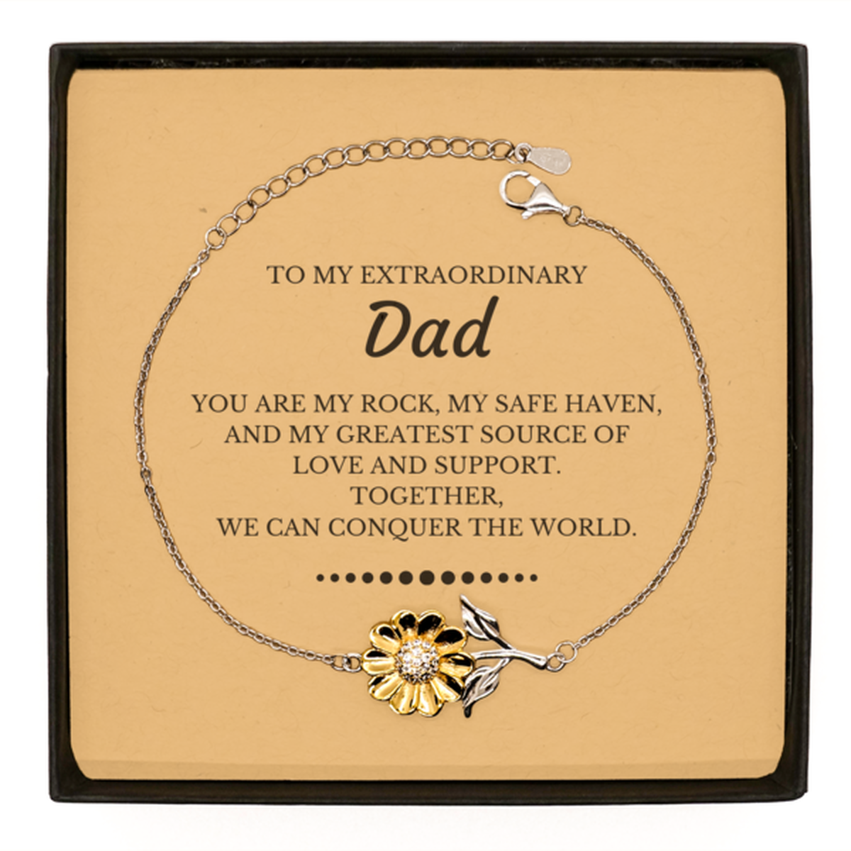 To My Extraordinary Dad Gifts, Together, we can conquer the world, Birthday Sunflower Bracelet For Dad, Christmas Gifts For Dad