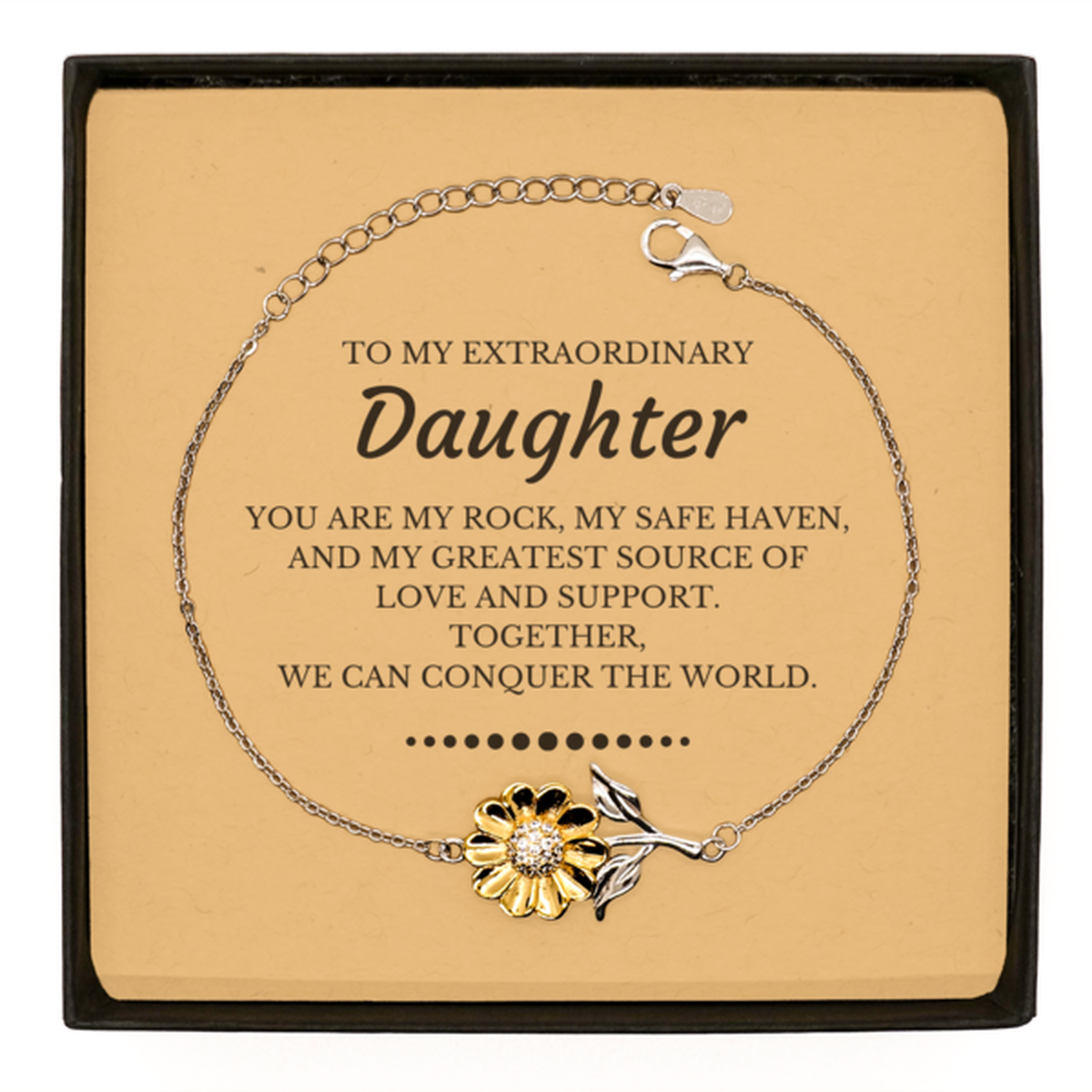Daughter Sunflower Bracelet - Together, We Can Conquer the World | Birthday Gift