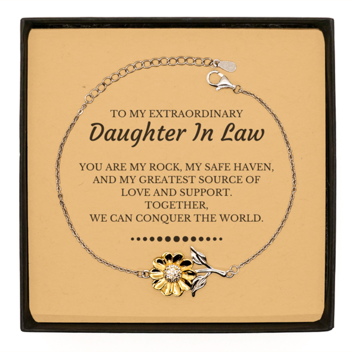 Daughter In Law Sunflower Bracelet - Together We Can Conquer The World | Birthday Gift
