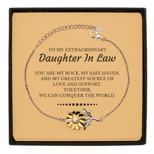 Daughter In Law Sunflower Bracelet - Together We Can Conquer The World | Birthday Gift