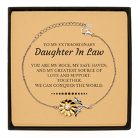 Load image into Gallery viewer, Daughter In Law Sunflower Bracelet - Together We Can Conquer The World | Birthday Gift
