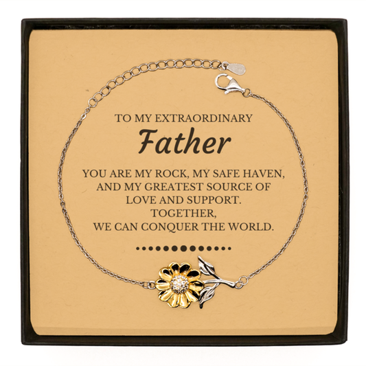 Dad Sunflower Bracelet - Together We Can Conquer the World | Father's Day Gift