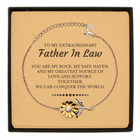 Load image into Gallery viewer, Father In Law Sunflower Bracelet - Together We Can Conquer the World | Birthday Gift
