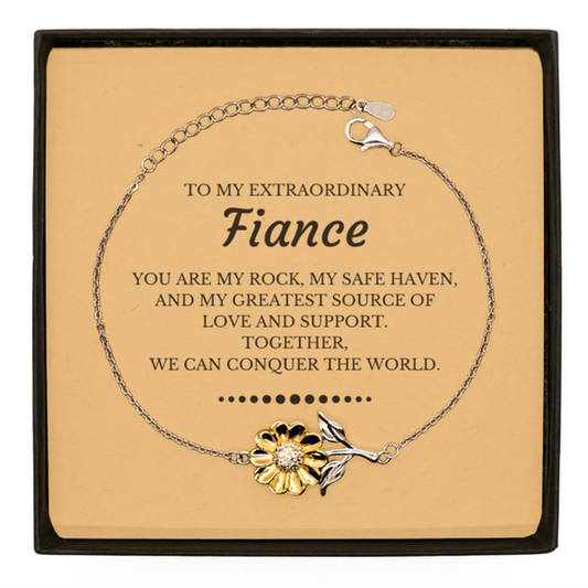 Fiance Sunflower Bracelet - Together We Can Conquer the World | Birthday and Christmas Gift