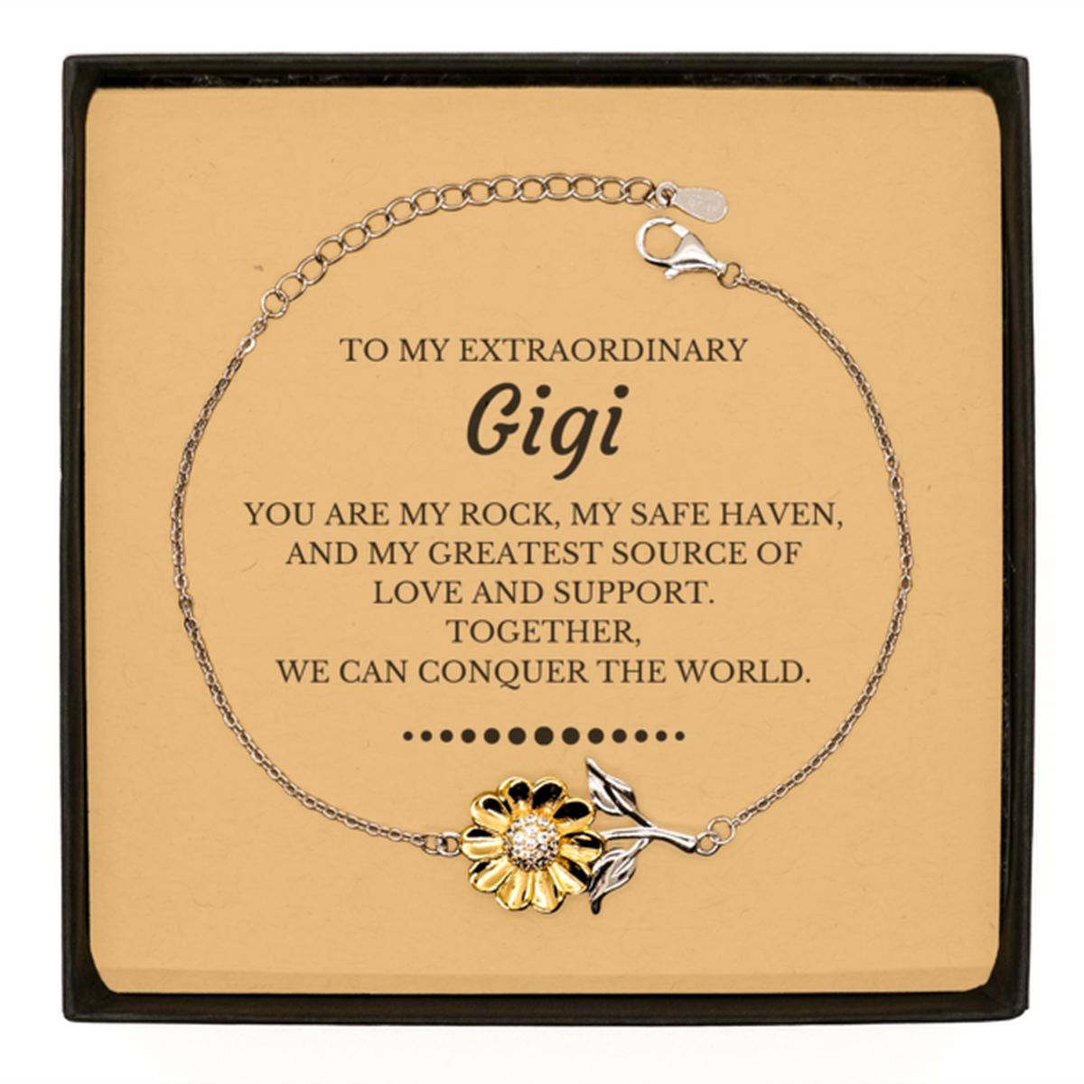 To My Extraordinary Gigi Gifts, Together, we can conquer the world, Birthday Sunflower Bracelet For Gigi, Christmas Gifts For Gigi