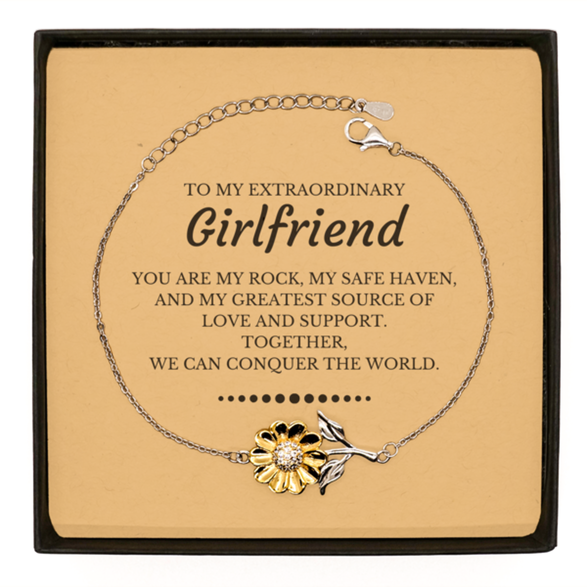 Girlfriend Sunflower Bracelet - Together We Can Conquer the World | Birthday Gift